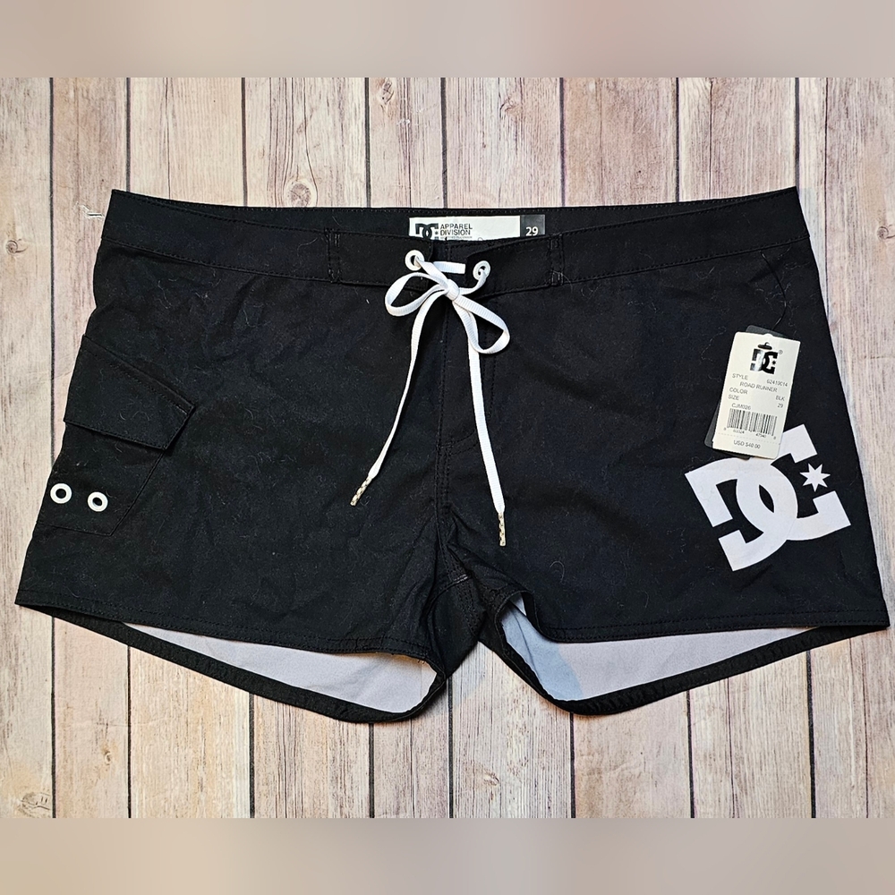 DC Black Swim Shorts with White Accents